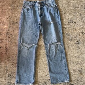 Zara Light Blue Ripped Straight Jeans size 10